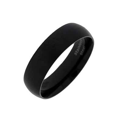 Black Stainless Steel Half Round Comfort Ring 6MM - Matte Finish Size 13/Z.5