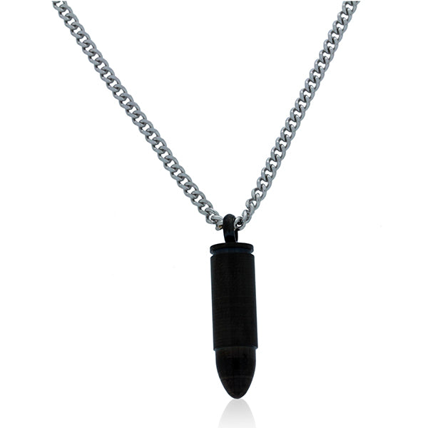 Stainless Steel Black Ion Plated Bullet Pendant