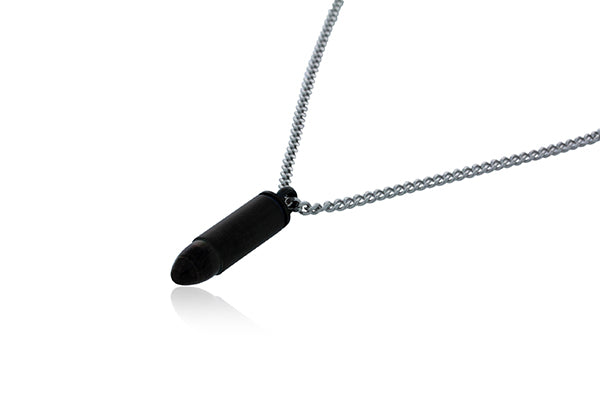 Stainless Steel Black Ion Plated Bullet Pendant