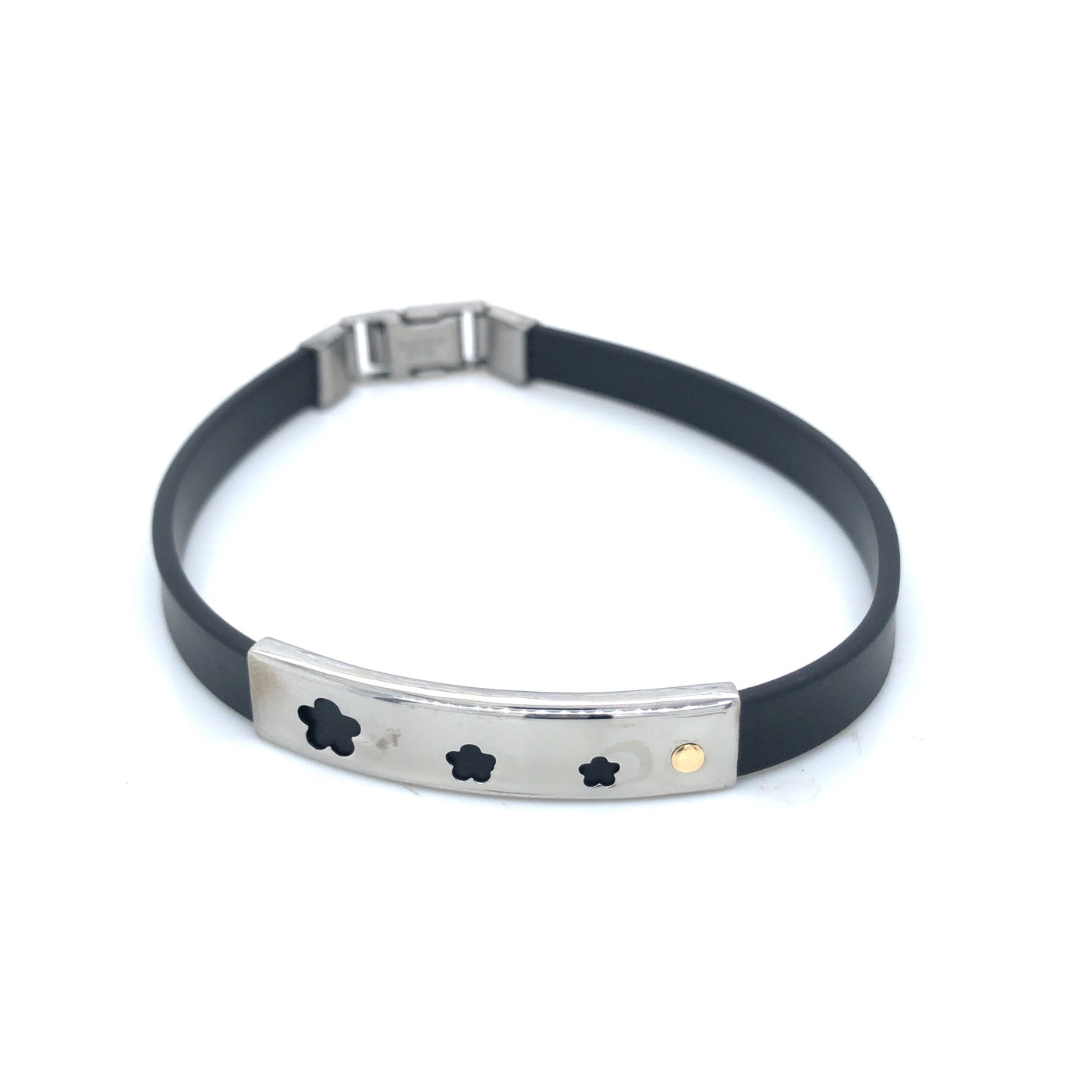 Mens Stainless Steel Rubber Bracelet