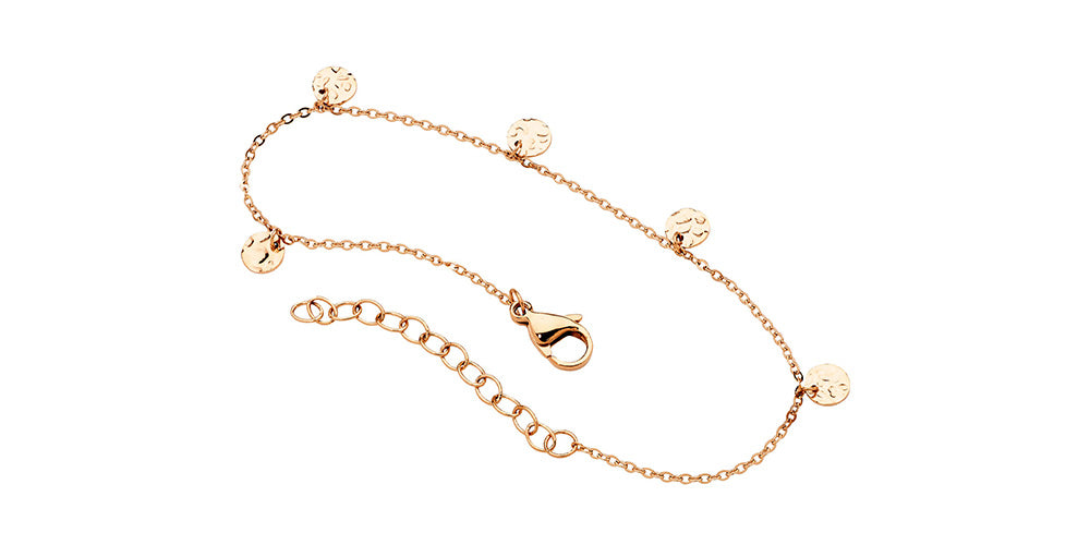 Stainless Steel Rose Gold Plated Disc Bracelet 17Cm + 2 Cm Ext