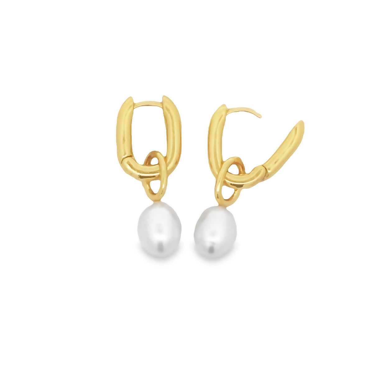 Zafino Prue Hoop Pearl Drop Earring Gold Plated