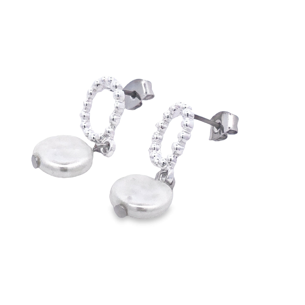 Silver Plated Ball Ring And Pearl Drop Earrings