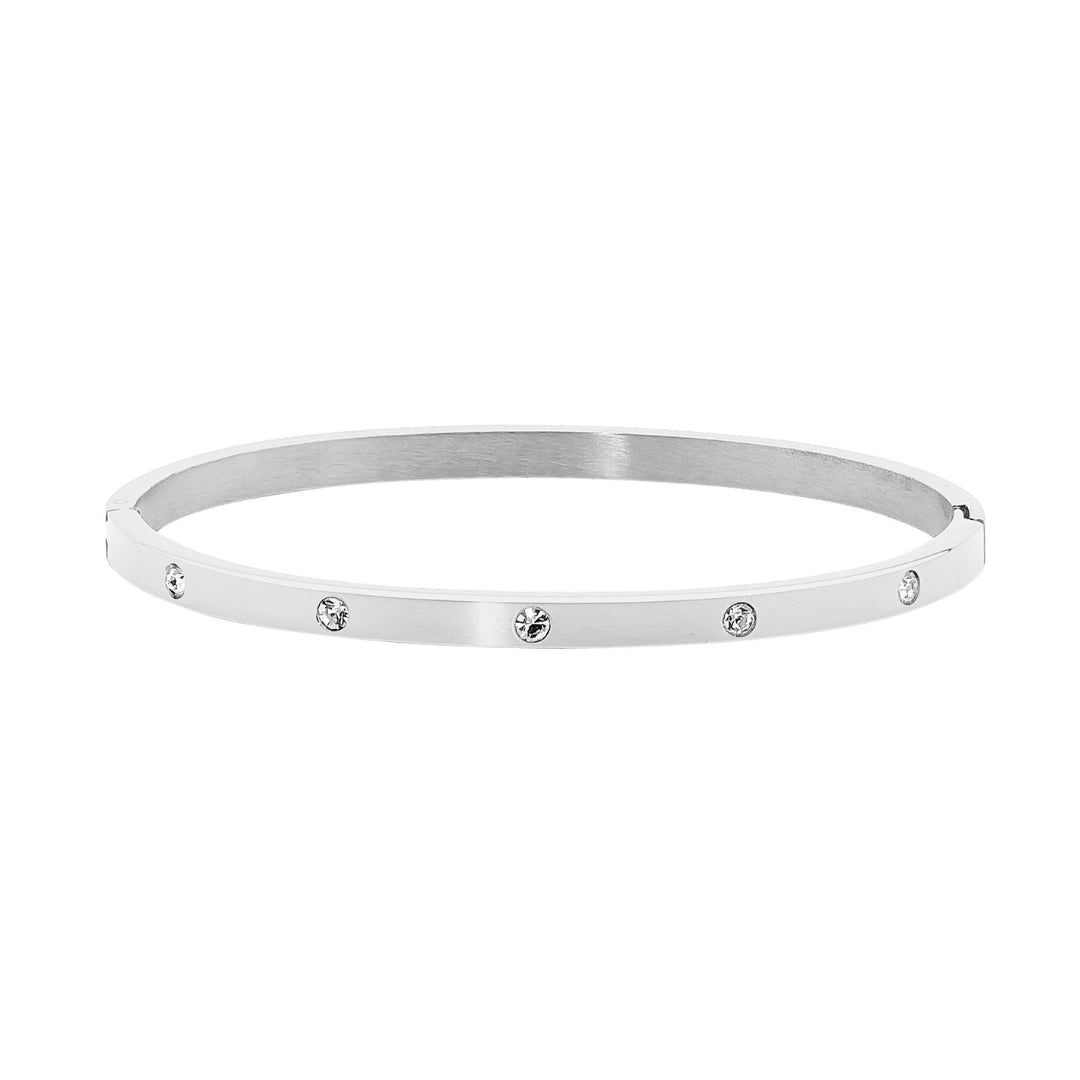 Stainless Steel CZ 4mm Hinged Bangle