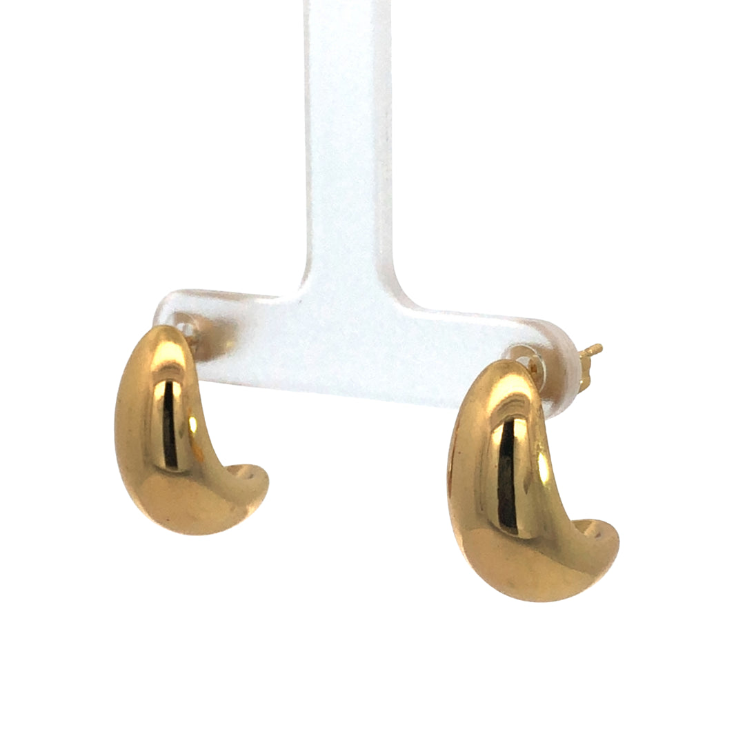 Stainless Steel Gold Plated Tear Drop Shaped Stud Earrings. Do Not Wear In Water