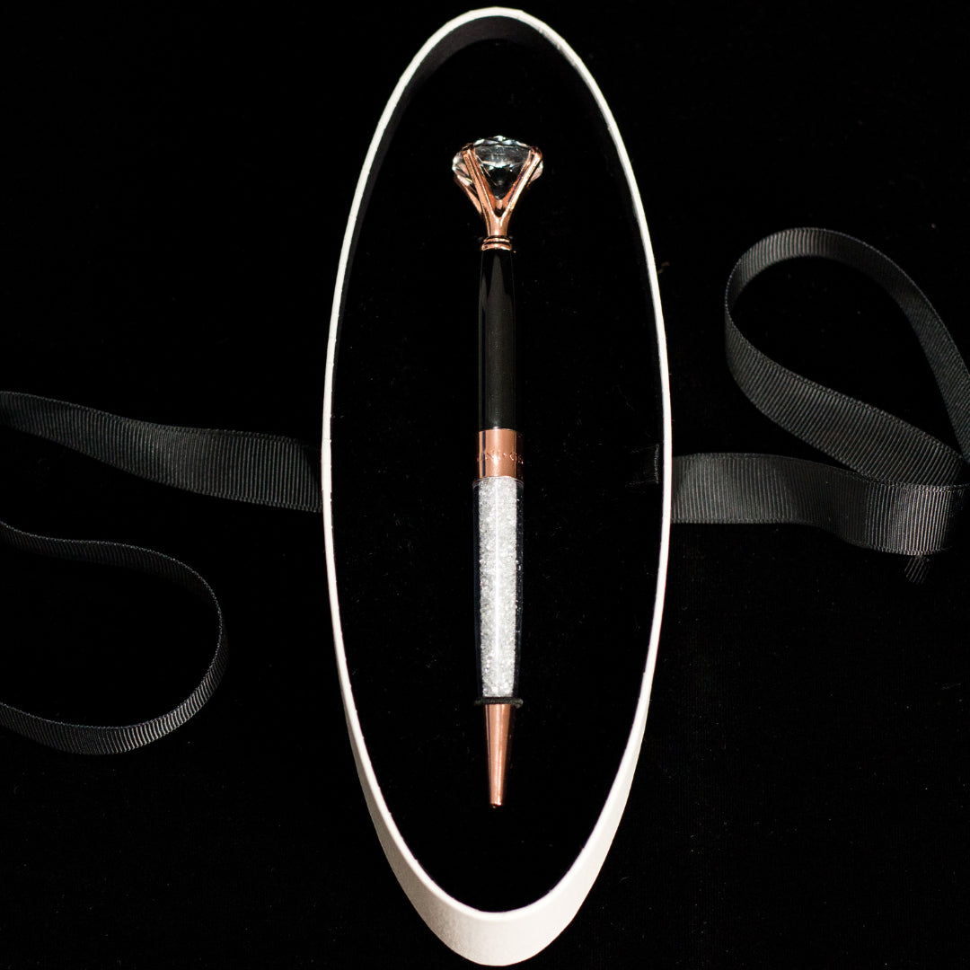 Georgini Diamond Pen Rose Gold / Onyx