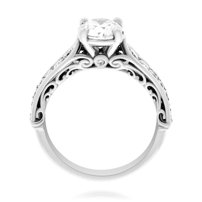 Platinium Diamond Solitaire Filigree Engagement Ring