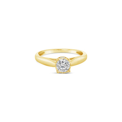 Yellow Gold Solitaire Engagement Ring With Accent Diamonds