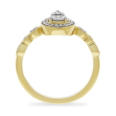 Yellow Gold Diamond Illusion Set Pear Shaped Halo Engagement Ring