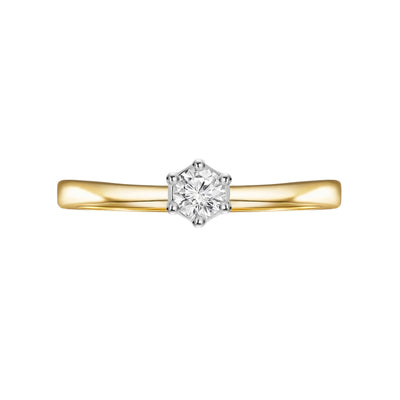 Yellow Gold Round Solitaire Diamond Engagement Ring.