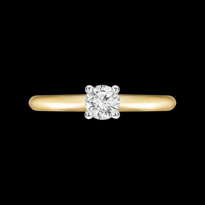 Yellow Gold Round Solitaire Diamond Engagement Ring.
