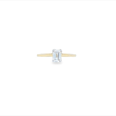 14Ct Yellow Gold Lab Grown Emerald Shaped Diamond Engagement Ring TDW 0.50CT EVS Has GS Lab Cert
