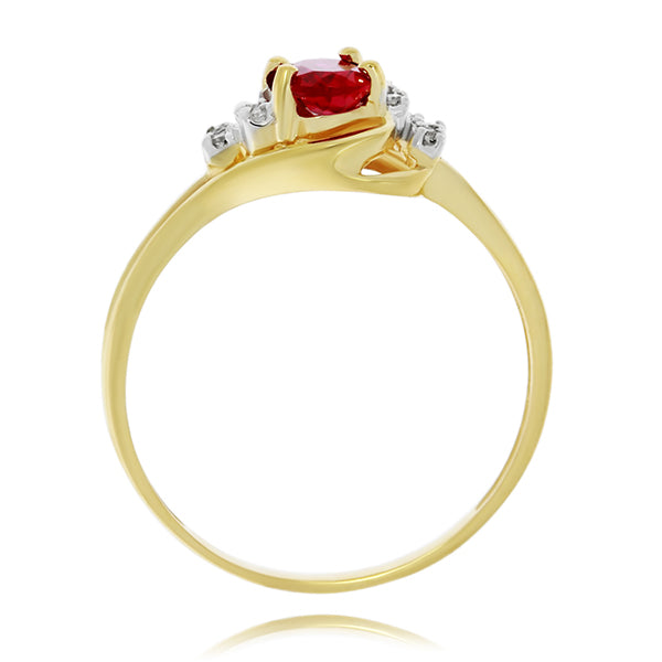 9Ct Yellow Gold Oval Created Ruby Dress Ring