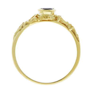 9Ct Yellow Gold Filigree Oval Garnet Dress Ring