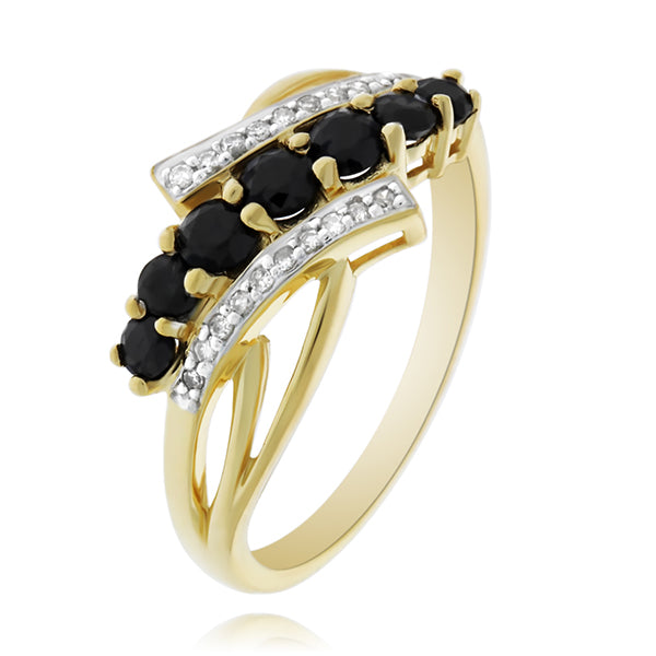 9Ct Yellow Gold Sapphire And Diamond Dress Ring