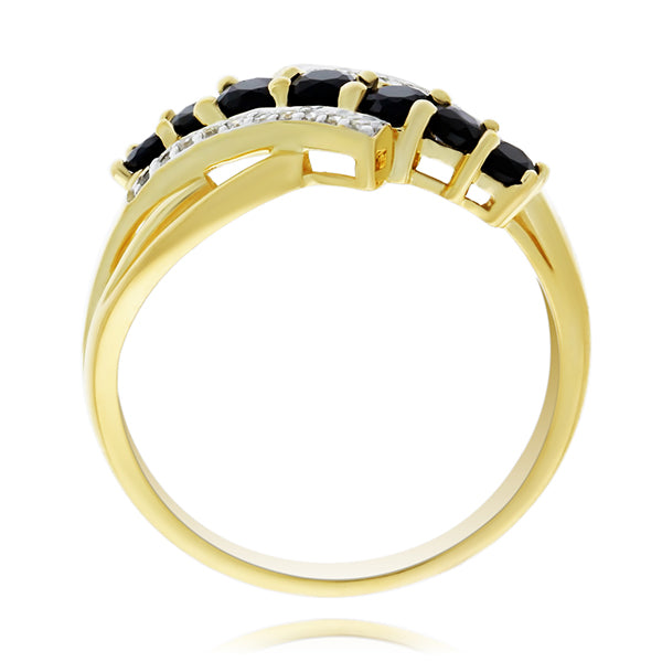 9Ct Yellow Gold Sapphire And Diamond Dress Ring