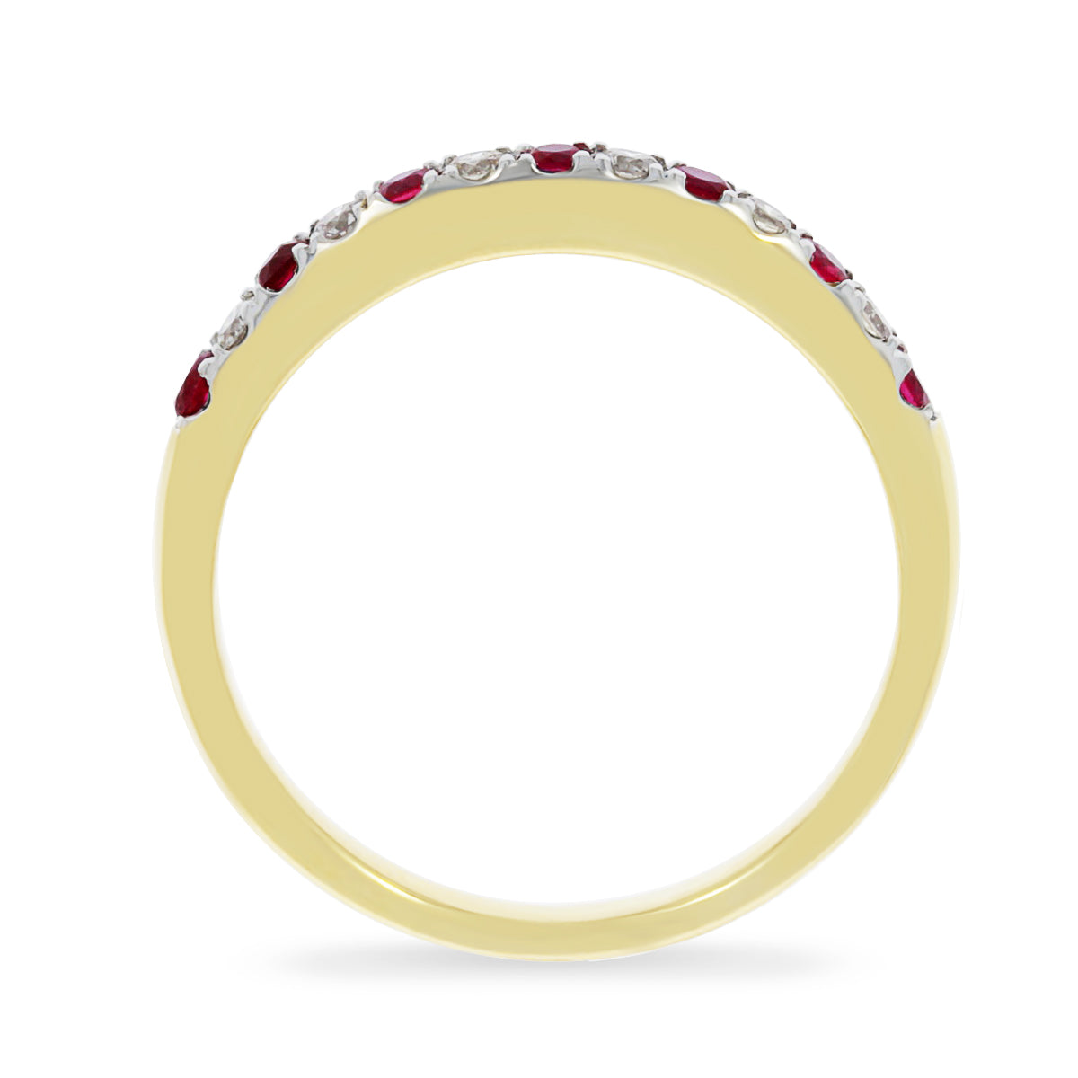 Yellow Gold Natural Ruby And Diamond Ring