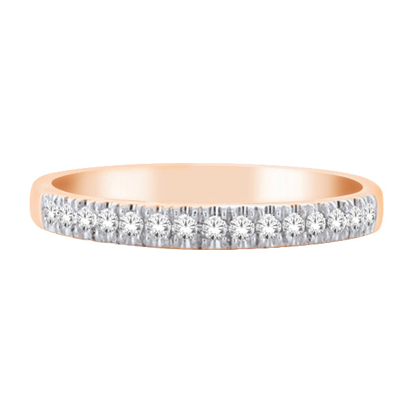 10Ct Rose Gold Ring With 23 X 0.004Ct Round Brilliant Cut Diamonds Bead Set In Band TDW=0.08Ct