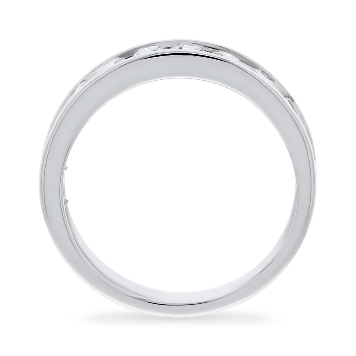 White Gold Round Brilliant Cut Diamond Channel Set Ring