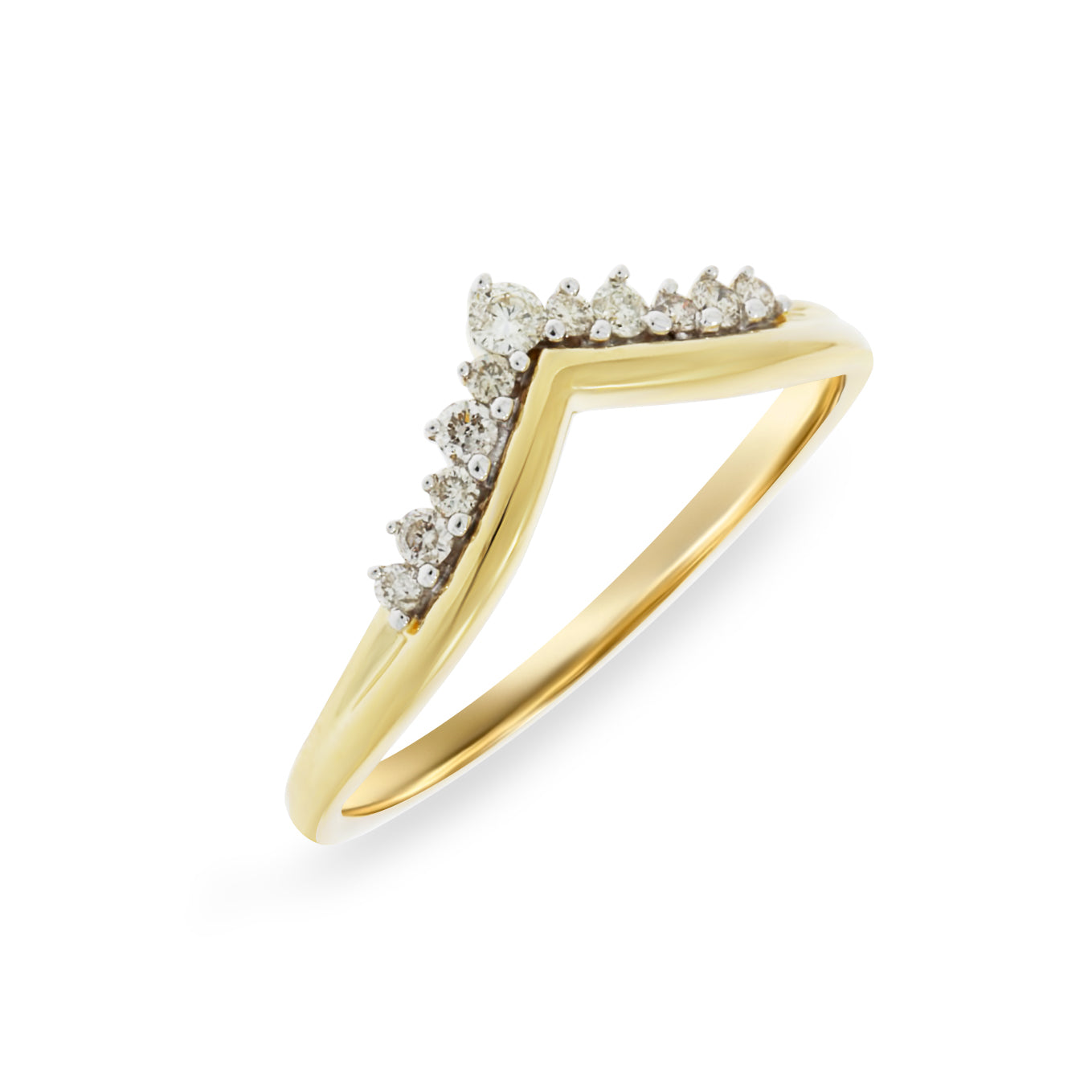 Yellow Gold Diamond V Shaped Ring