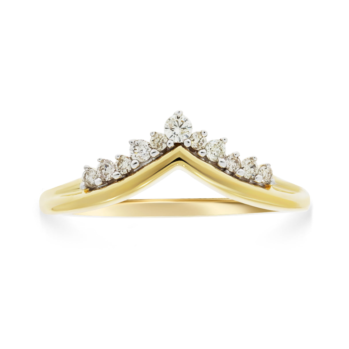 Yellow Gold Diamond V Shaped Ring
