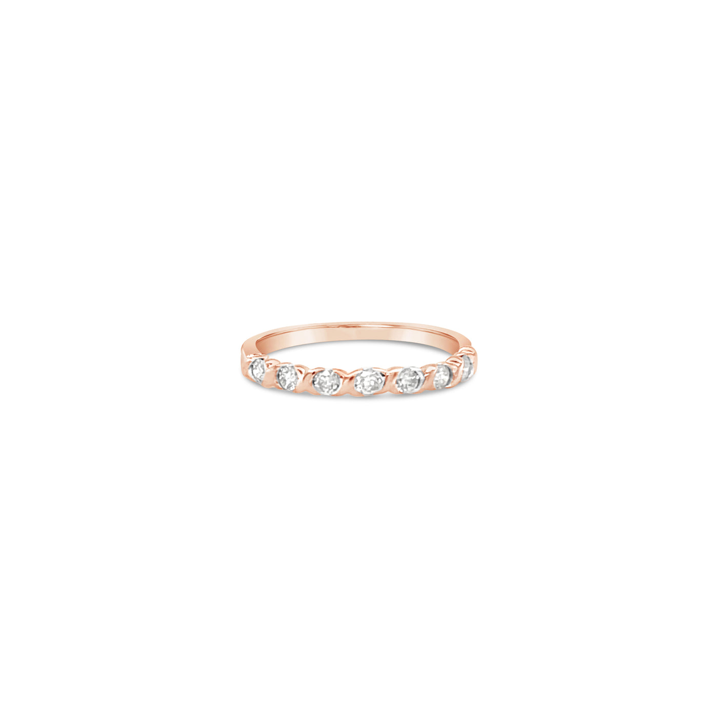 10Ct Rose Gold Ring With Round Brilliant Cut Diamonds Twist Set