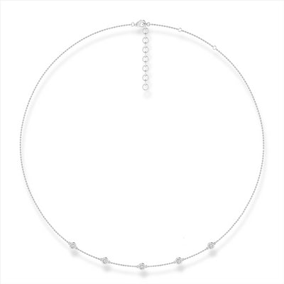 9Ct White Gold Diamond Station Necklace