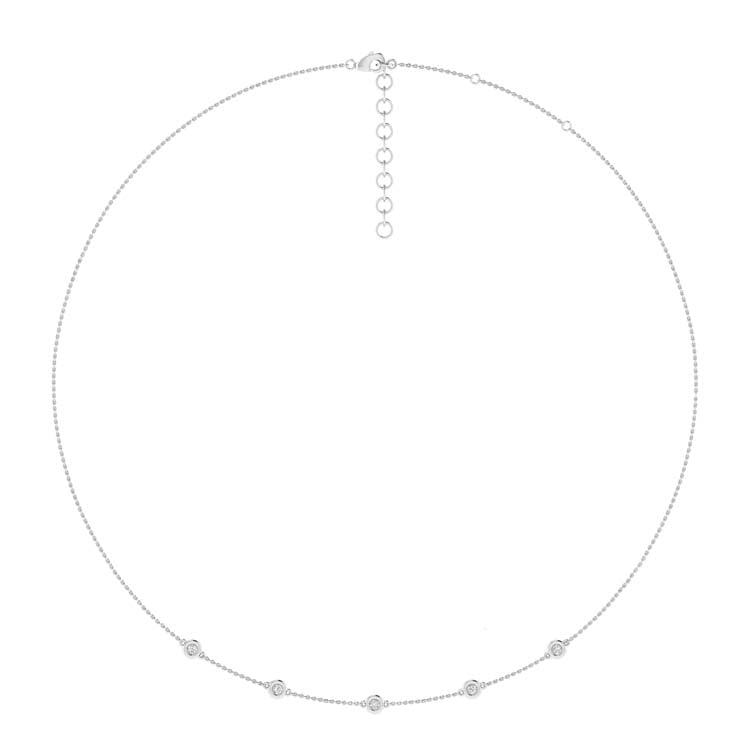 9Ct White Gold Diamond Station Necklace