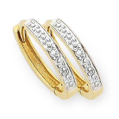 Yellow Gold Huggie Earrings With One Round Diamond