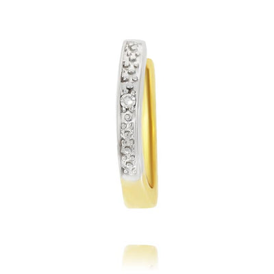 Yellow Gold Huggie Earrings With One Round Diamond