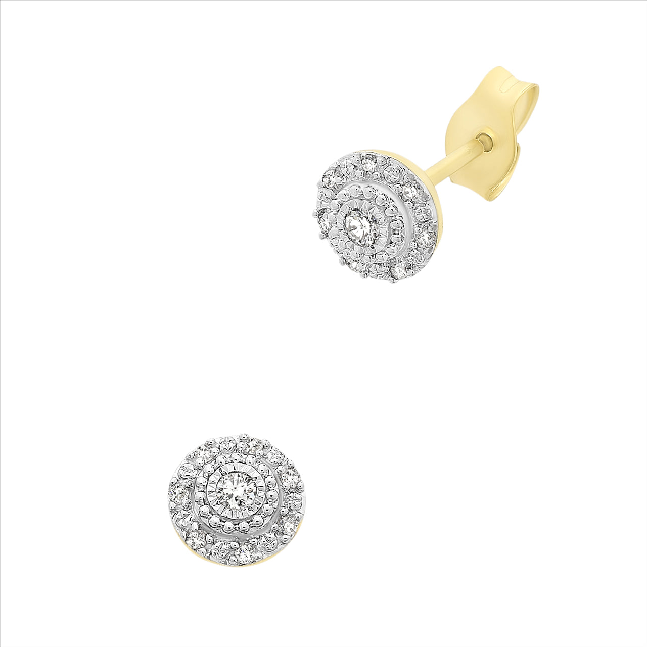 9Ct Yellow And White Gold Diamond Earrings