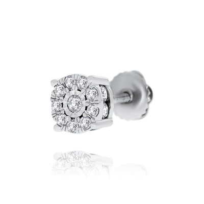 White Gold Halo Pave Stud Earrings