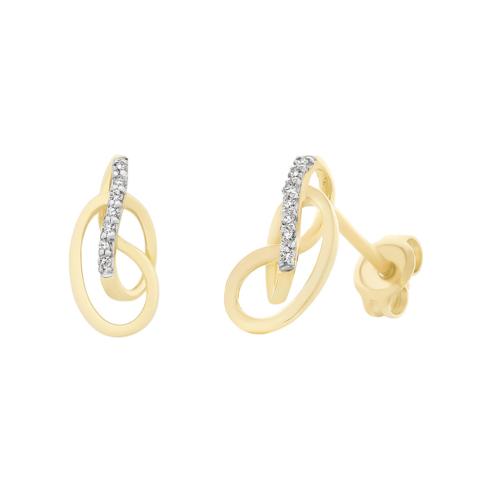 9Ct Yellow Gold Knotted Diamond Earrings