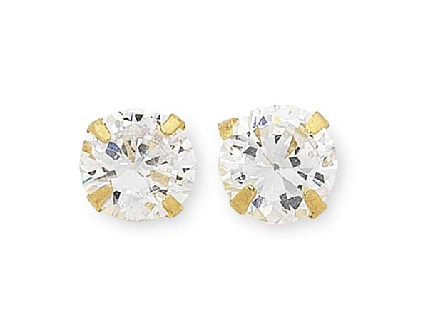 9ct Yellow Gold Stud Earrings With One R Cubic Zirconium
