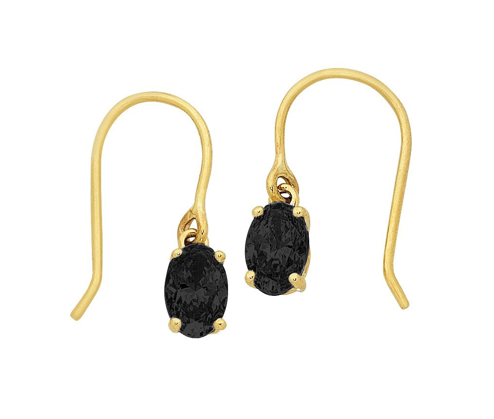Yellow Gold Shepard Hook Sapphire Earrings