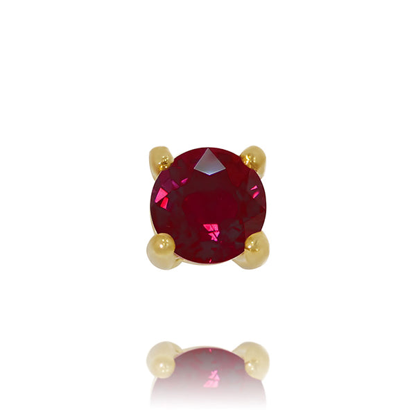 9Ct Yellow Gold Round Natural Ruby 4 Claw Set Stud Earrings