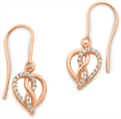 Rose Gold Infinity Heart Drop Earrings
