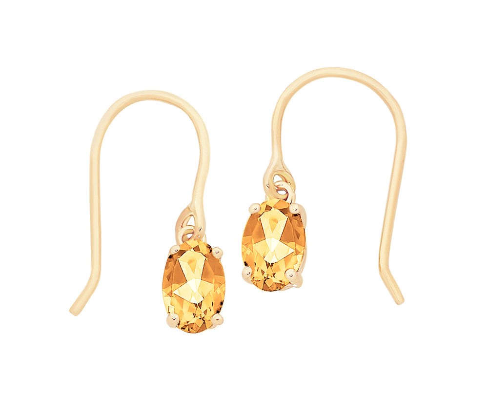 9Ct Yellow Gold Citrine Earrings With Shephooks