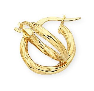 Yellow Gold Silver Filled Twist Hoop Earrings 15Mm