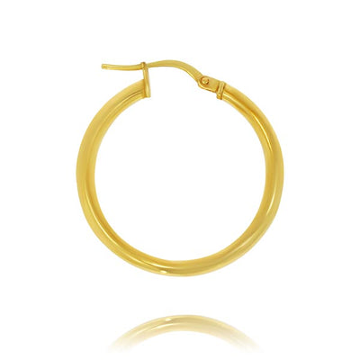 9Ct Yellow Gold Silver Filled Plain Hoop Earrings 20Mm