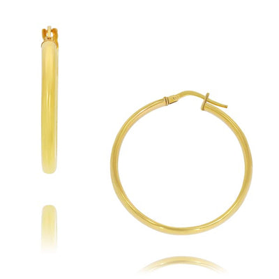 9Ct Yellow Gold Silver Filled Wide 30Mm Hoop Earrings