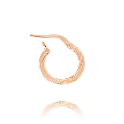 9Ct Rose Gold Silver Filled Twist Hoop Earring - 10mm