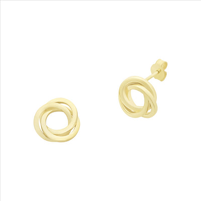 9Ct Gold Silver Filled Swirl Circle Stud Earrings