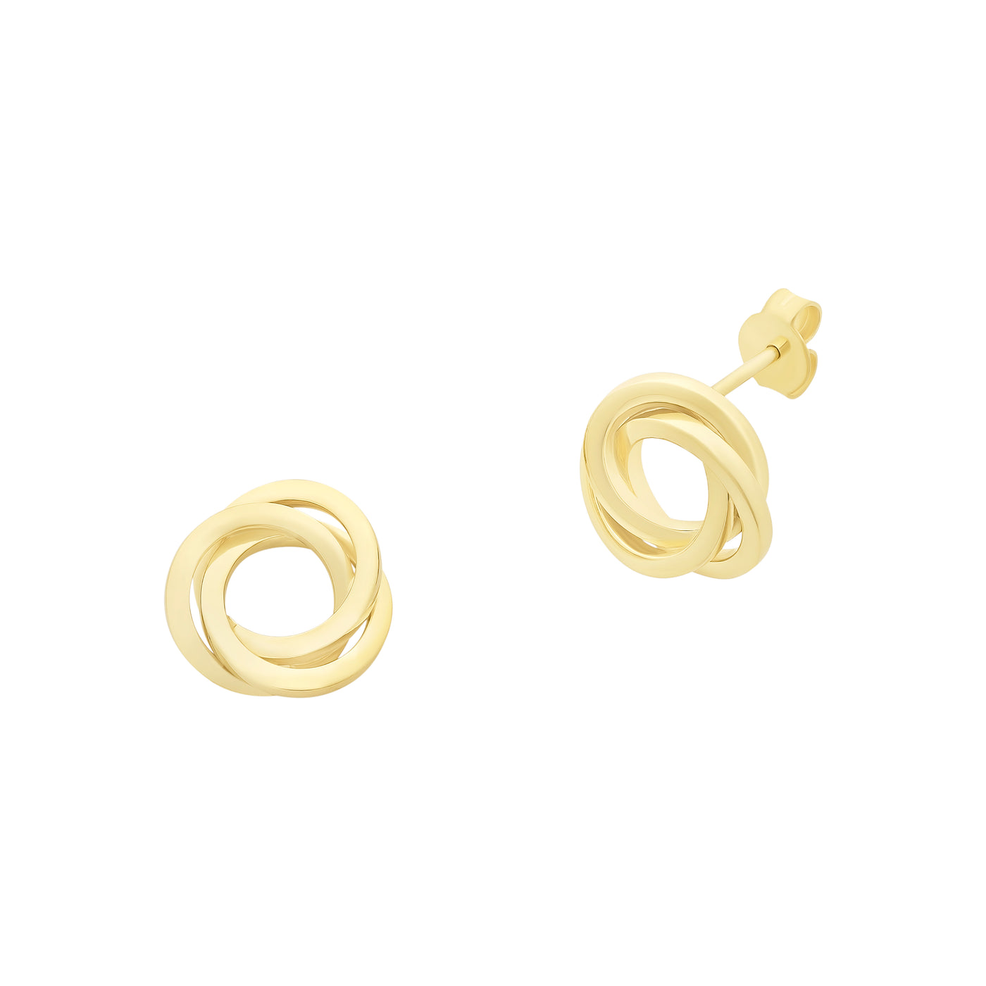 9Ct Gold Silver Filled Swirl Circle Stud Earrings