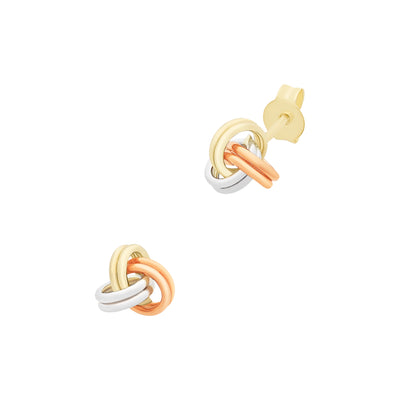 9Ct Tri Tone Circle Stud Earrings