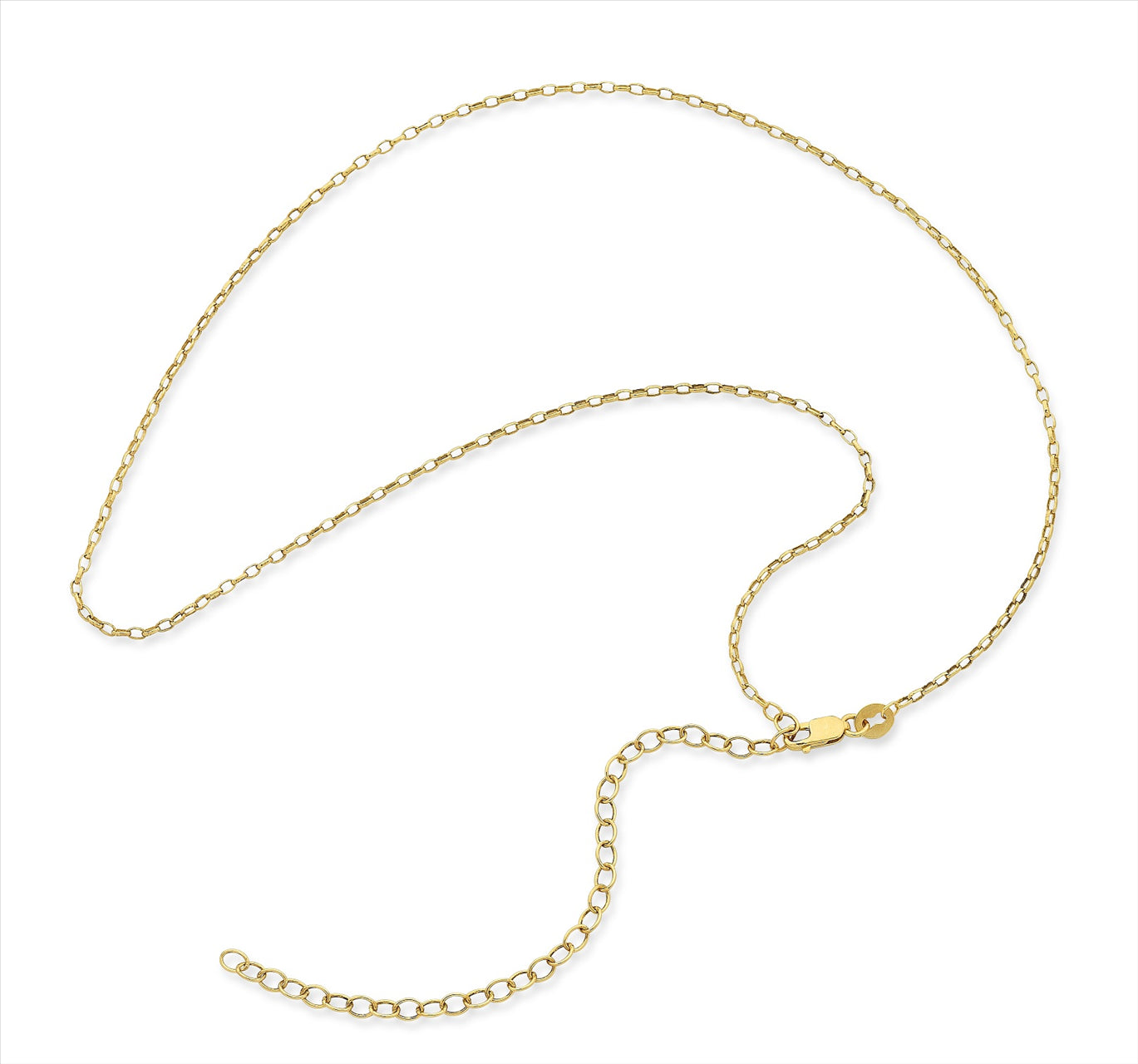 9 carat yellow gold silver filled belcher adjustable chain - 40cm (plus 10cm extension)