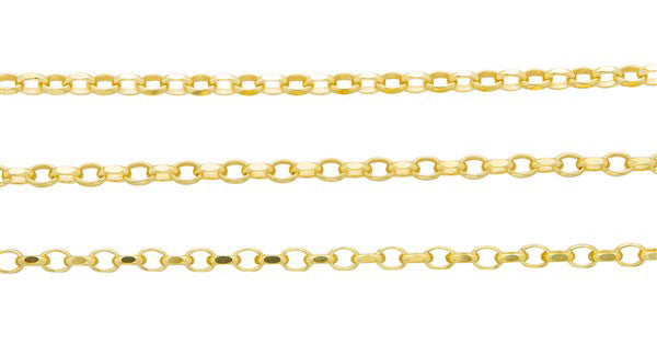 9Ct Yellow Gold Diamond Cut Oval Belcher Chain