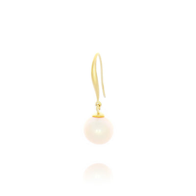 9Ct Yellow Gold Freshwater Cultured 10Mm White Pearl Earrings With Shephook