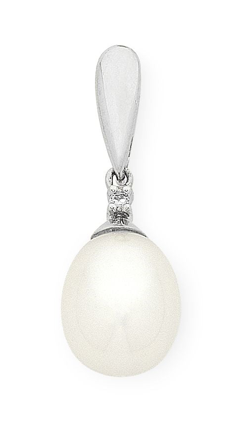 White Gold Pearl Drop Pendant