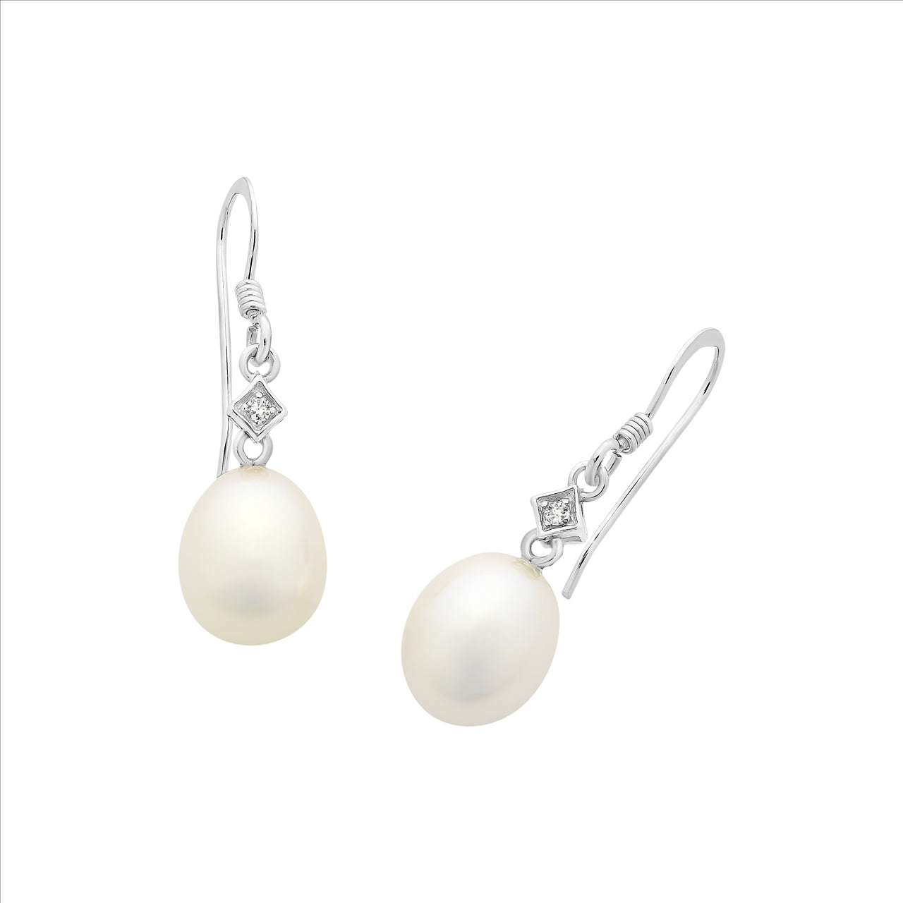 Silver Freshwater Pearl Earrings With Cz
